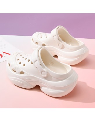 Hole shoes women's external wear thick bottom hundred with non-slip wear-resistant sandal slippers heightening soft breathable anti-odour Baotou drag