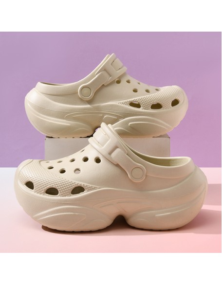 Hole shoes women's external wear thick bottom hundred with non-slip wear-resistant sandal slippers heightening soft breathable anti-odour Baotou drag