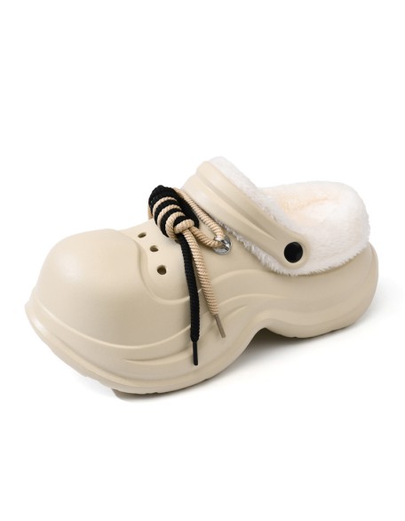 Cotton shoes women's padded thickening heightened non-slip strappy cotton slippers