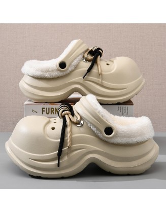 Cotton shoes women's padded thickening heightened non-slip strappy cotton slippers