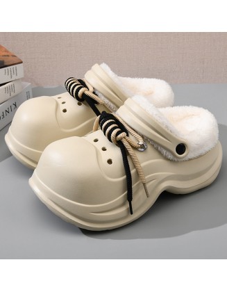 Cotton shoes women's padded thickening heightened non-slip strappy cotton slippers