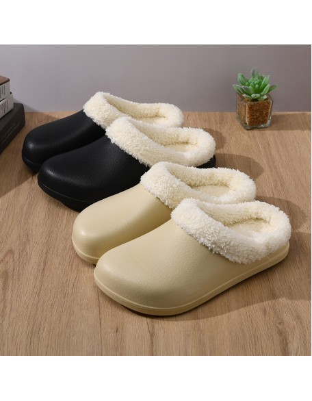Cotton slippers female winter padded thickening heightened fur shoes outside wear non-slip wear-resistant do not stink feet versatile cotton shoes