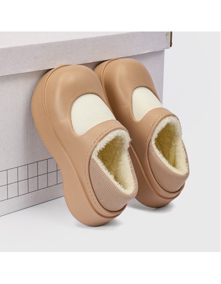 Warm cotton shoes women's padded thickening cute package heel heightening Mary Jane cotton slippers