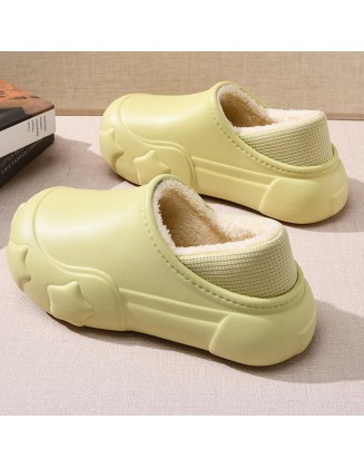 Cotton Slippers Women's Outer Wear Padded Thickened Warm Thick Bottom Hair Slippers