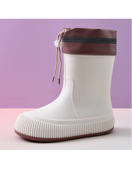 Bunched mouth rain shoes women four seasons wear-resistant non-slip heightened rain boots