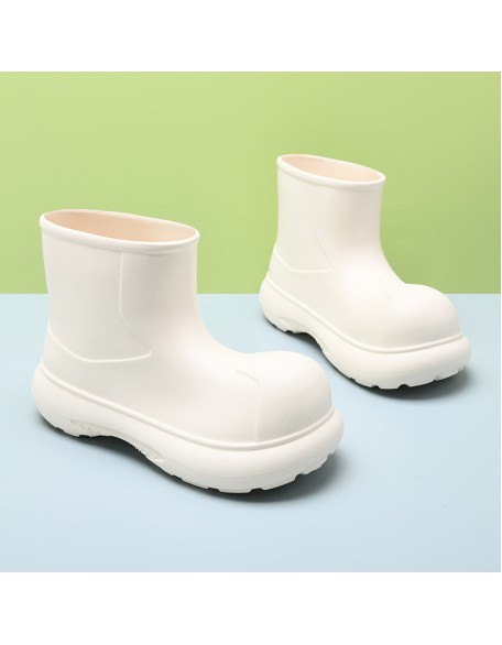 Rain boots women's mid-calf outdoor thick bottom versatile heightening water shoes waterproof wear-resistant non-slip