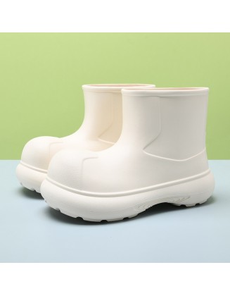 Rain boots women's mid-calf outdoor thick bottom versatile heightening water shoes waterproof wear-resistant non-slip