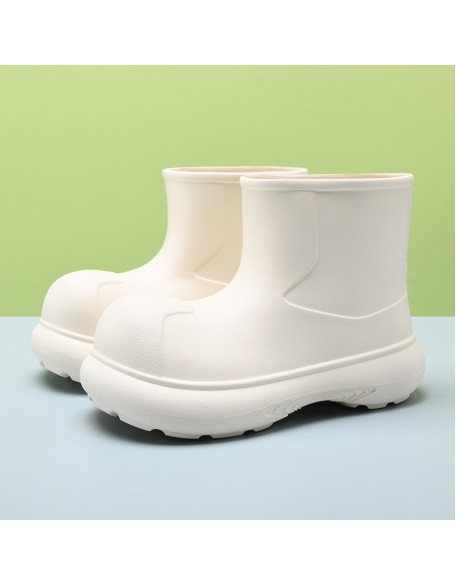 Rain boots women's mid-calf outdoor thick bottom versatile heightening water shoes waterproof wear-resistant non-slip