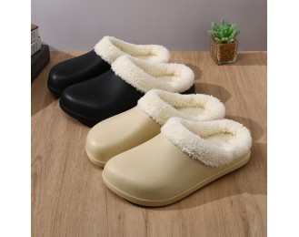 Cotton slippers female winter padded thickening heightened fur shoes outside wear non-slip wear-resistant do not stink feet versatile cotton shoes