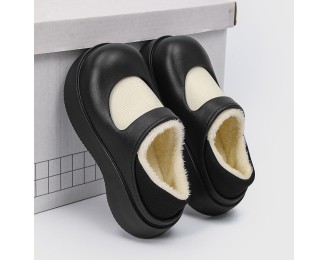 Warm cotton shoes women's padded thickening cute package heel heightening Mary Jane cotton slippers