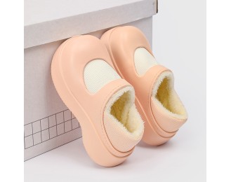 Warm cotton shoes women's padded thickening cute package heel heightening Mary Jane cotton slippers