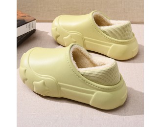 Cotton Slippers Women's Outer Wear Padded Thickened Warm Thick Bottom Hair Slippers