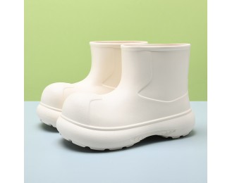 Rain boots women's mid-calf outdoor thick bottom versatile heightening water shoes waterproof wear-resistant non-slip